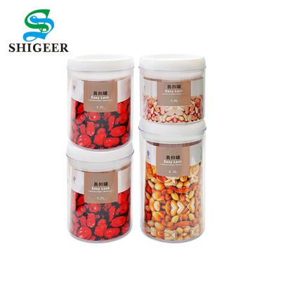 China Freshness Preservation 4pcs Set Round Type Plastic Airtight Containers For Kitchen Dry Food Storage for sale