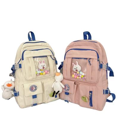 China Vintage Logo Girls Backpack Durable Custom School Bags For Teens Harajuku Style Student Waterproof School Backpack Multi-pockets for sale