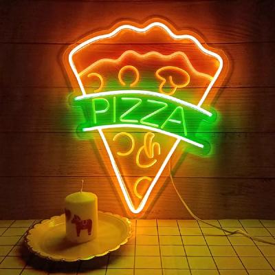 China Buildings Wholesale Acrylic Led Neon Light Battery Powered  Rolling Stones Pizza Neon Sign for sale