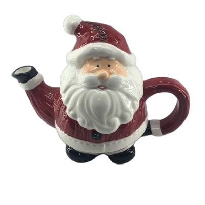 China 2022 Viable New Dolomite Ceramic SANTA CHRISTMAS TEAPOT For Home Kitchen Christmas Party for sale