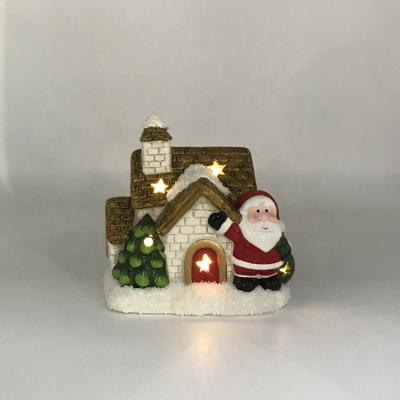 China Ceramic Led Christmas Ornaments Christmas Decoration Nativity House Handmade Figures Santa for sale