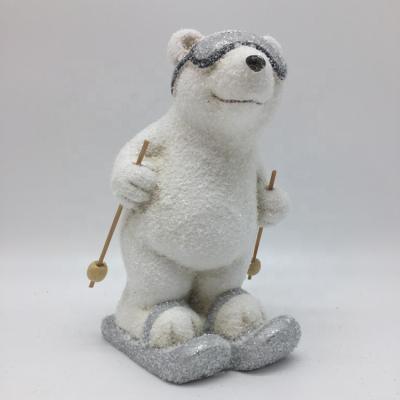 China New Arrival White Ceramic Bear Figurine Cute Chirstmas Christmas Ceramic Bear For Home Decor for sale