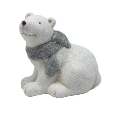 China High Quality Ceramic White Christmas Amazon Bear Decoration Wholesale Ceramic White Statue For Tabletop Christmas Decoration for sale