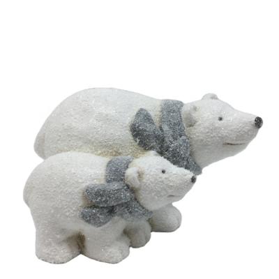 China Lovely Ceramic Christmas Home Decor Amazon Ornament Christmas Polar Bear Statue for Holiday Decoration and Gift for sale