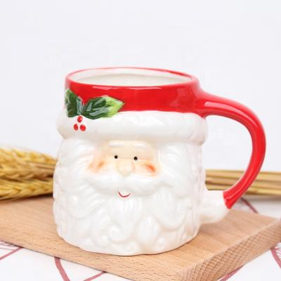 China New Viable Christmas Gift 400ML 3D Santa Claus Creative Cartoon Milk Breakfast Coffee Cup Ceramic Mug for sale