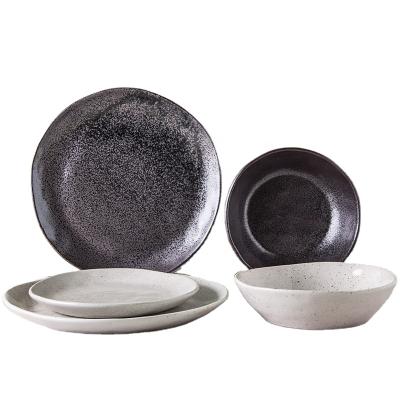 China Modern simple viable new arrival high quality cheap ceramic bowl&plate glazed porcelain antique kitchen set for sale