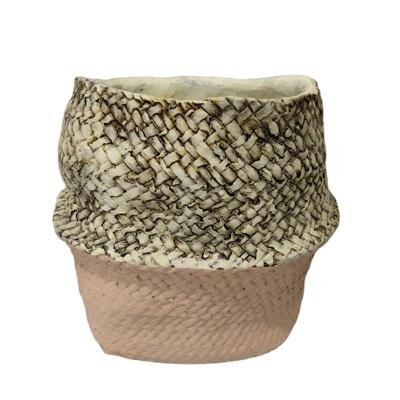 China Fashion Modern Nordic Household Design Seaweed Weaving Plants Cement Flower Pot Decorative Flower Pot for sale