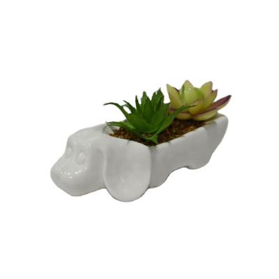 China Modern Pug Dog Flower Pot Animal Shaped Succulent Planter Pot Desktop Ceramic Pot for Garden Balcony for sale