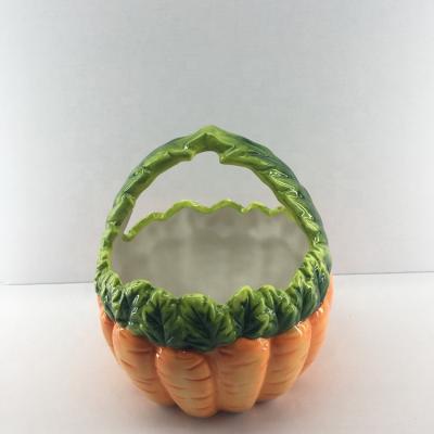 China Easter CLASSIC Creative Gift Storage Basket Ceramic Carrot Design Basket Stonerware for sale