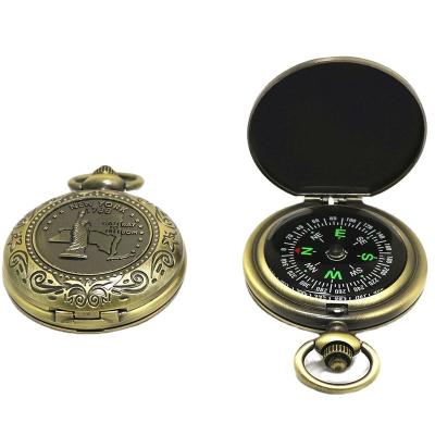 China Retro Vintage Metal Flip Pocket Watch Compass Needle Hand Pocket Watch Outdoor Guide To Traveling Outdoor Sports Mountaineering for sale