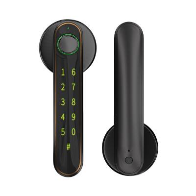 China Mini Black Smart Handle Lock Tuya Digital Hot Sale Amazon Coin Deadbolt Smart Door Lock Convenient Zinc Alloy Fingerprint Biometric Code for sale