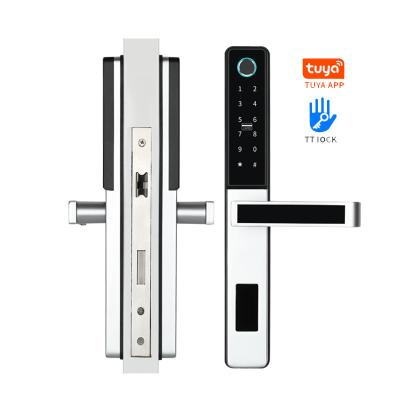 China Cheap Senleean Tuya Smart Door Lock Aluminum Alloy Aluminum Alloy Push And Pull Fingerprint Glass Sliding Doors Lock for sale