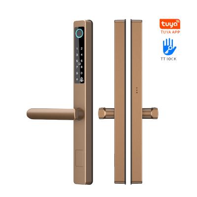 China Aluminum Alloy Senleean Smart ttlock App Password Cards Key Hidden Key Door Handle Locks Aluminum Alloy Hook Digital Sliding Door Lock for sale