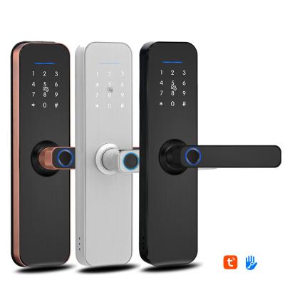 China Tuya version or TT version digital electronic smart handle lever or standard version Wifi entry tuya ble ttlock touch screen keypad Keyless code Keyless with fingerprint door lock for sale