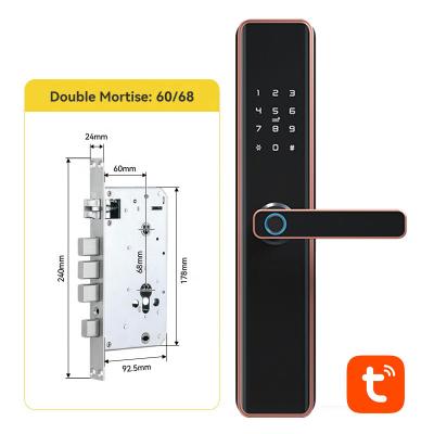 China Tuya version or TT version or biometric version TTlock wifi tuya version full function door code access door code smart lock remote control security digital standard with doorbell for sale