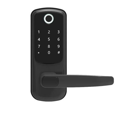 China Tuya Version or TT Version Mini Smart Lever Touchscreen Keypad Entry Keyless Door Lock Featuring Ttlock Self-Locking Door Lock for sale