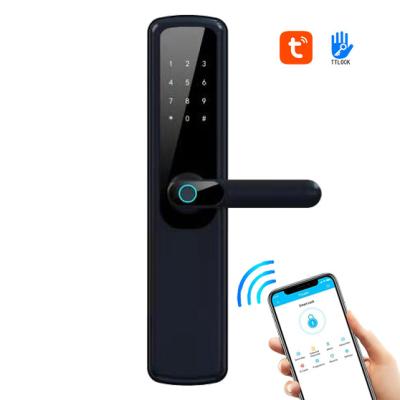 China Tuya version or digital electronic of TT version or standard version Wifi tuya ttlock unlock with code card fingerprint app door lock work with Google homekit Yandex Alice alexa for sale