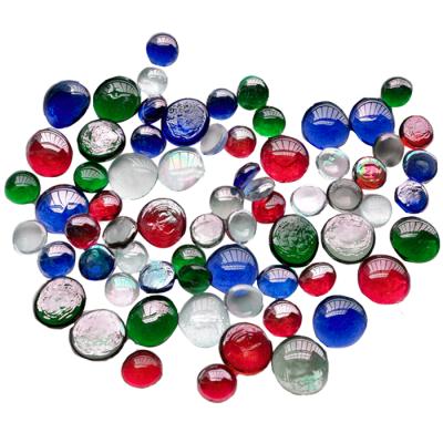 China Stocked 17-19mm Flat Glass Marbles Glass Beads For Fire Pit for sale