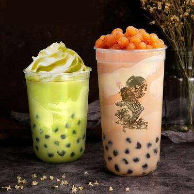 China Stocked 90mm logo printing pp injection disposable plastic boba cup 22oz cups disposable plastic for sale