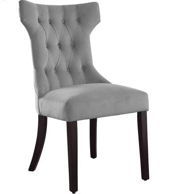 China Super Comfortable Wood Frame Button Tufted Fabric Dining Chair for sale