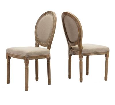 China General Purpose Round Back Solid Wood Louis Antique Wood Fabric Dining Chair for sale