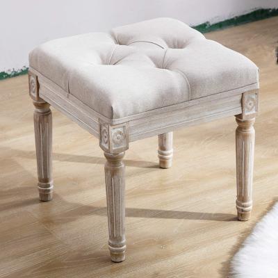 China Removable Foot Stool Ottoman Bench Bedroom Living Room Button Tufted Shoe Ottoman Stool for sale