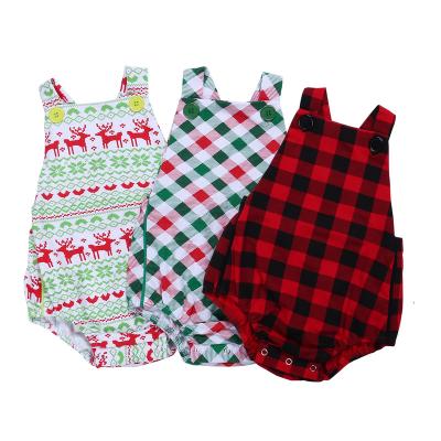 China Sleveeless 2022 Baby Cotton Print Christmas Baby Clothes Newborn Infant Baby Romper for sale