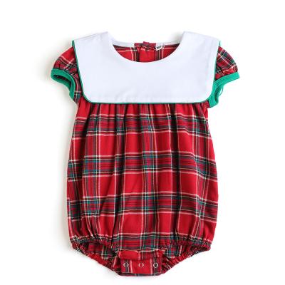 China Christmas Sweet Sibling Baby Rompers Matching Holiday Clothes Toddler Flannel Plaid Jumpsuit One Piece for sale