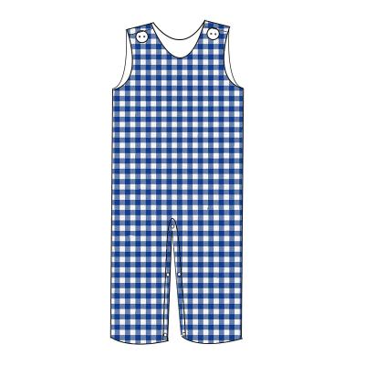 China Monogram Cotton Gingham Kids Longall Fall Winter Outfit Baby Boy Rompers for sale