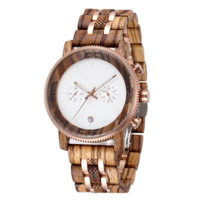 China Multiple Style Alloy Business SOPEWOD Time Zone Wooden Dial Calendar Show Luxury 3 Atmosphere Men's Wrist Watch for sale