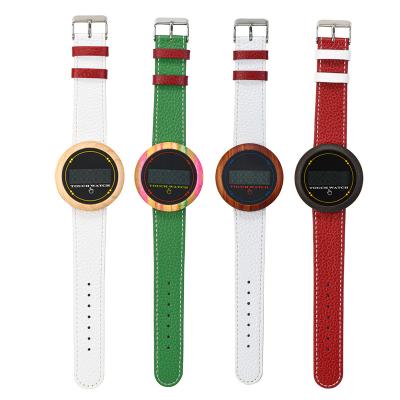 China LED display SOPEWOD wholesale fashion touch screen led electronic digital watch with leather strap for sale