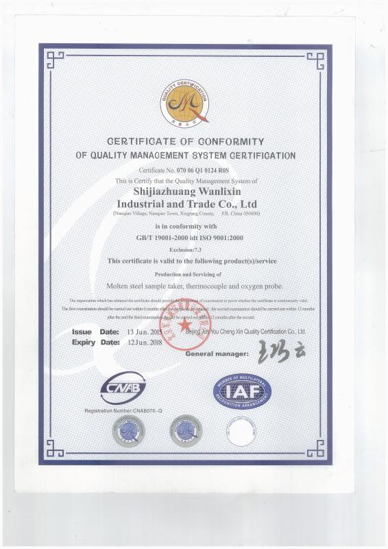 ISO 9001 - Shijiazhuang Wanlixin Industrial and Trade Co., Ltd