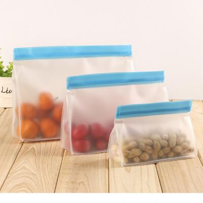 China New Waterproof PEVA Zipper PEVA Stain Color Strand Food Bag Refrigerator Self Seal Bag Refrigerated Fresh-Keeping Bag for sale