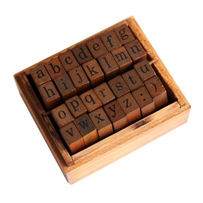 China DIY Alphabet of 30Pcs Capital Friendly Wooden Stamps and Lowercase Letters Numbers Stamp Set for sale