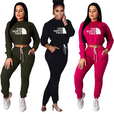 China YQ987 wholesale fashion women's breathable letter printed hoodies clothing set sportswear two-piece set for sale