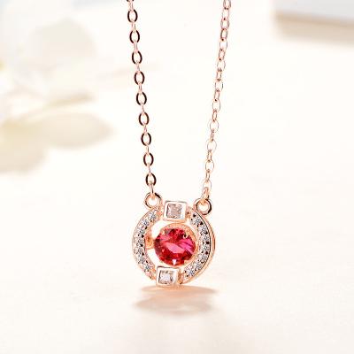 China YQ03 S925 Jewelry Movement Stone Eco-friendly Sterling Silver Dancing Diamond Necklace for sale