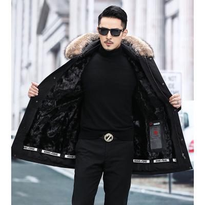 China viable free shipping thick parka jacket men arctic parka coat with good warmth parkas hombre mink fur coating raccoon fur collar coat for sale