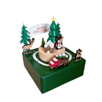 China Wooden Truck Green Christmas Music Box Wood Opens Music Box Ornaments Creative Gifts for sale