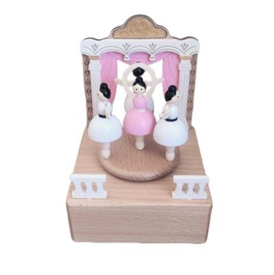 China Dancing Girl Music Box Music Box Home Ornaments Wooden Wooden Rotation for sale