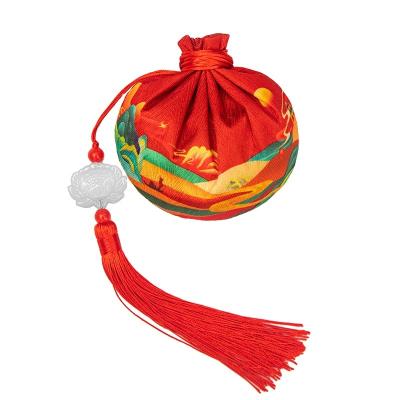 China Chinese Style Palace Blessing Silk Replacement Pendant Sachet Bag Pouch Traditional Empty Bag Color for sale