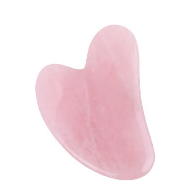 China Amazon Rose Pink Quartz Heart Shape Face Body Massage Gua Sha Scraper Plug Guasha Tool for sale