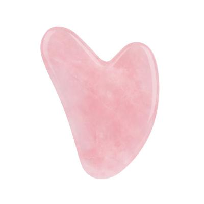 China 2021 Custom Logo Rose Pink Jade Gua Sha Body Scraper Face Massage Quartz Gua Sha Stone With Box for sale