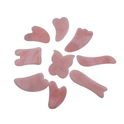 China Private Label Body Guasha Scrapper Body Face Massager Rose Rose Quartz Gua Sha Stone for sale