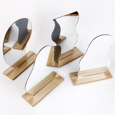 China Simple Standing Irregular Mirror Home Office Makeup Mirror Low Wooden Cosmetic Mirror Decoration Acrylic Maquillaje Acrylic for sale