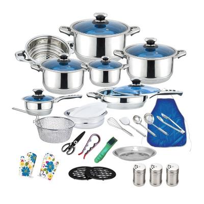 China RL-CK014 -32PCS 201 Cooking Pot Cookware Viable Set Stainless Steel for sale