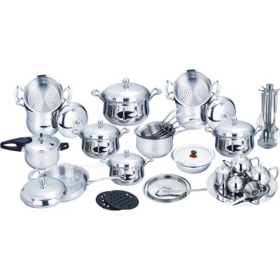 China Sustainable New 49 Pcs Stainless Steel Cookware Sets With Teapots Sets for sale