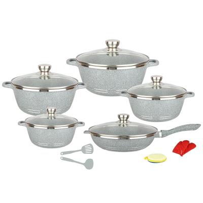 China RL-AL005 Viable 15pcs Aluminum Die Cast Cookware Set With Factory Price for sale