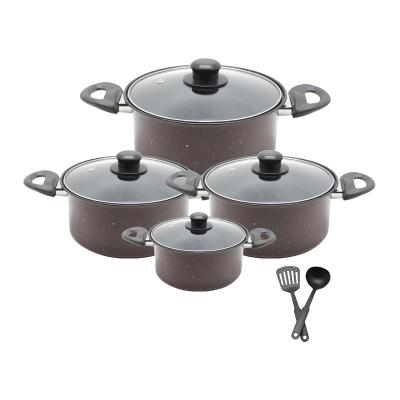 China Stocked factory price 10 pcs carbon steel casserole pot cookware set for sale