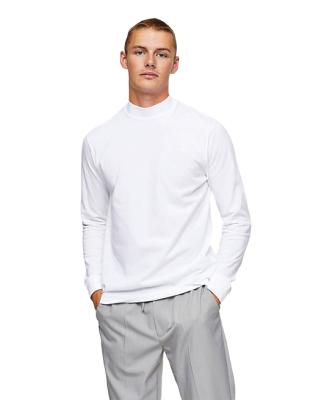 China QUICK DRY Men's Long Sleeve T-Shirt Men's Long Sleeve High Side Neck Pure Cotton Open Solid Color QUICK DRY Custom Fit Men's Dip Shirt Pure White for sale