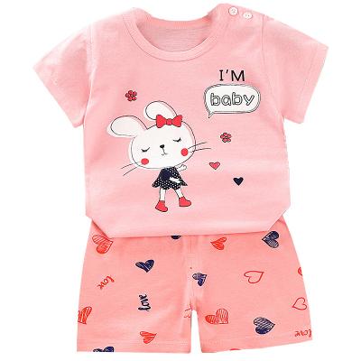 China Korean Short-sleeved Breathable Summer Suit Baby T-shirt Cotton Boys New Children's Clothing Girls Breathable Suits for sale